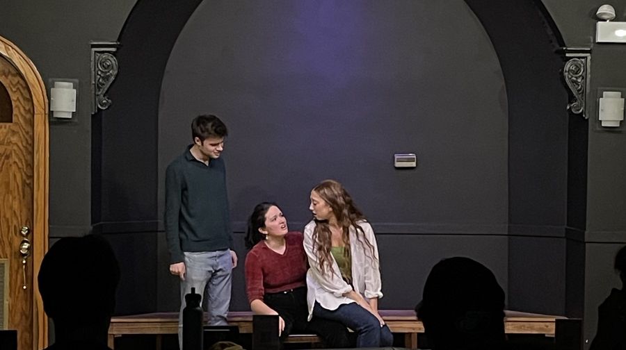 Three Skip Skip members in a scene onstage